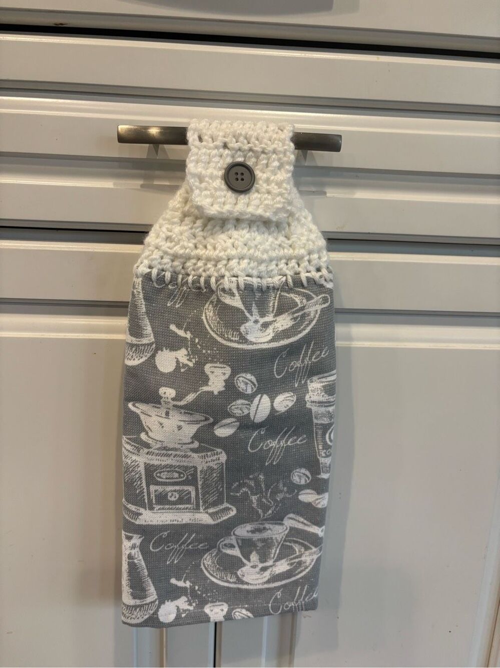 Crochet Top Kitchen Towel-Coffee-blue towel